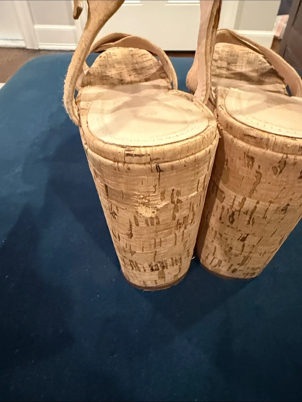SCHUTZ Tan Cork Wedge Slingback Sandals